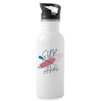 Stand up Paddling | SUP | Paddleboarding - Trinkflasche mit integriertem Trinkhalm - Weiß - Rechts
