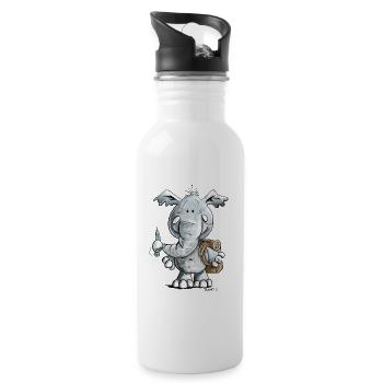 Schoolchild elephant I school enrollment gift - Water bottle with straw - white - Right