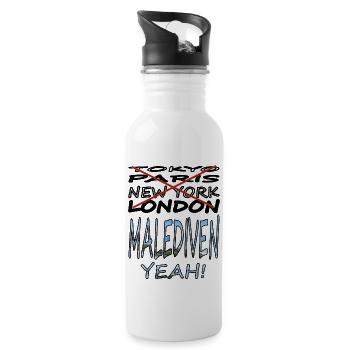 Malediven Urlaub Korallen Insel Geschenk Strand - Trinkflasche mit integriertem Trinkhalm - Weiß - Rechts