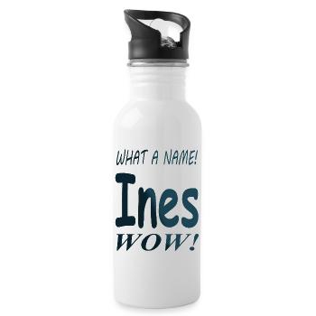 my name is Ines first name maiden name present - Water bottle with straw - white - Right