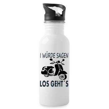 Roller fahren Rollerfahrer ich liebe Roller Moped - Trinkflasche mit integriertem Trinkhalm - Weiß - Rechts
