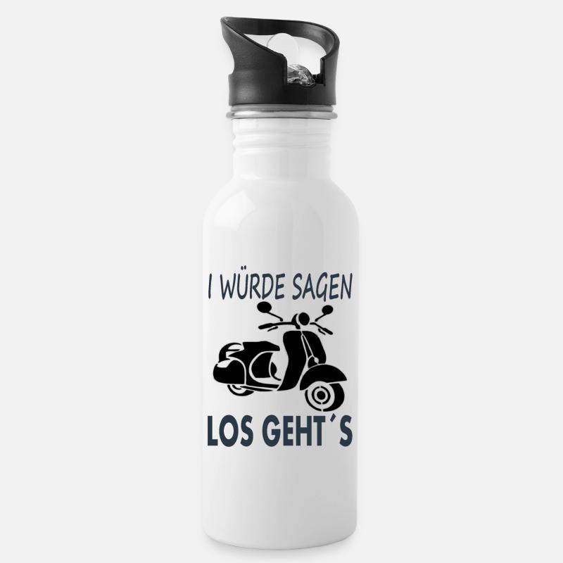 Roller fahren Rollerfahrer ich liebe Roller Moped - Trinkflasche mit integriertem Trinkhalm - Weiß
