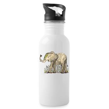 Elefant - Trinkflasche mit integriertem Trinkhalm - Weiß - Rechts
