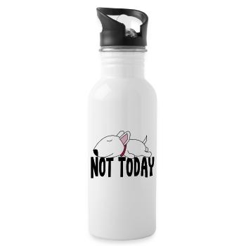 Loafers Not Today Bull Terrier Funny Dog - Water bottle with straw - white - Right