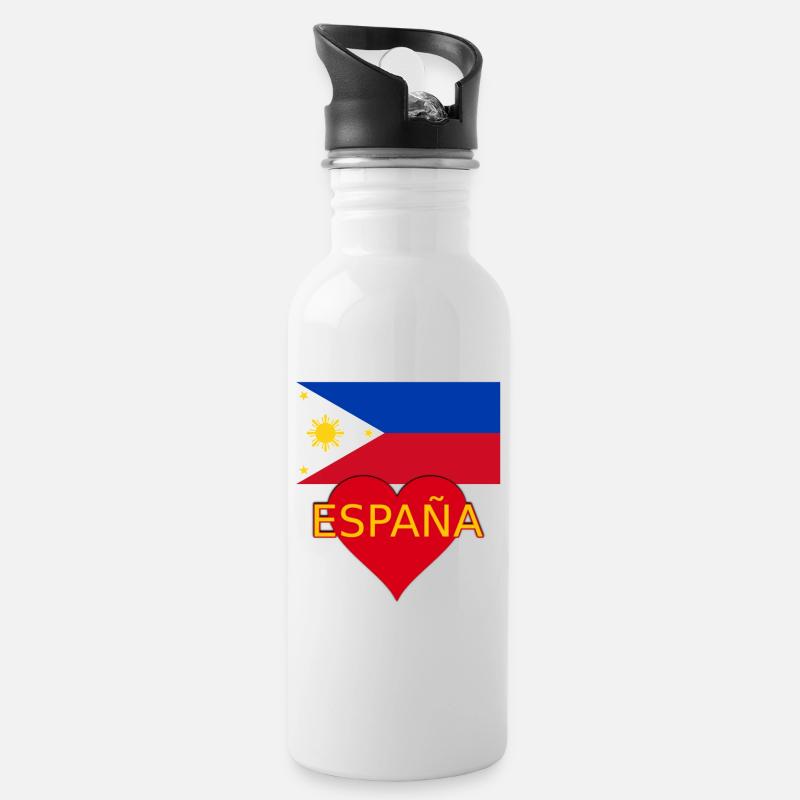 Drapeau Philippines Espagne - Gourde avec paille intégrée - blanc