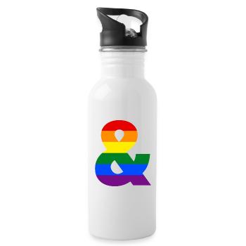 Pride Rainbow Ampersand - Water bottle with straw - white - Right