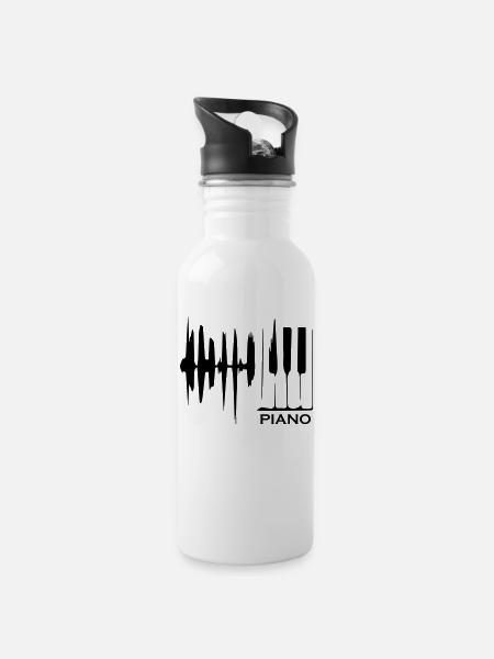 Piano music - Water bottle with straw - white