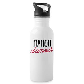 mamou d'amour - mamie - maman - Gourde avec paille intégrée - blanc - Droite