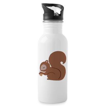 Sweet squirrel with acorn - Water bottle with straw - white - Right