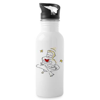 Christkind Yoga Herz Sterne - Trinkflasche mit integriertem Trinkhalm - Weiß - Rechts