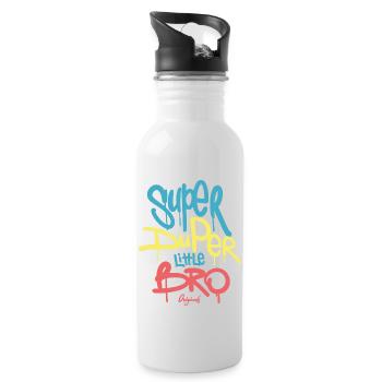 Super Duper little bro originals Geschenkidee - Trinkflasche mit integriertem Trinkhalm - Weiß - Rechts