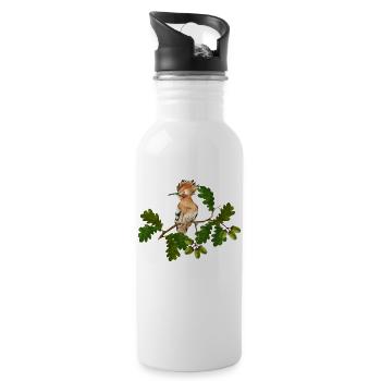 Bunter Vogel - Trinkflasche mit integriertem Trinkhalm - Weiß - Rechts