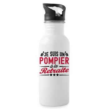 je suis un pompier à la retraite - Gourde avec paille intégrée - blanc - Droite