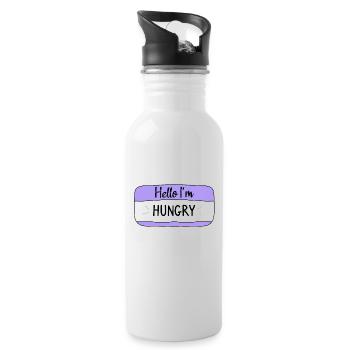 Hello im hungry, funny T-shirt - Water bottle with straw - white - Right