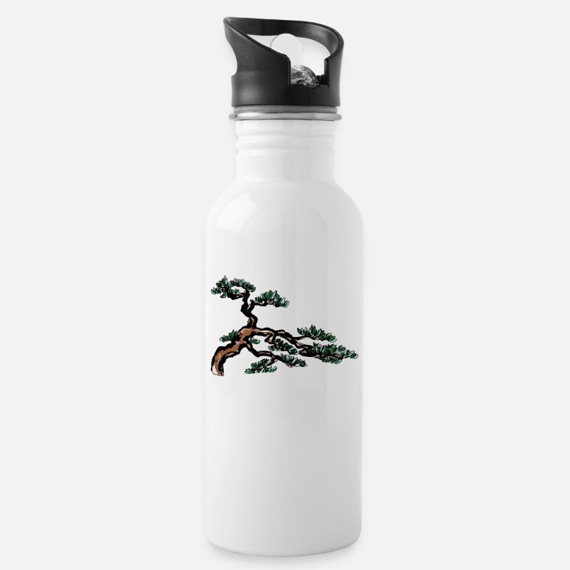Bonsai Baum - Trinkflasche mit integriertem Trinkhalm - Weiß
