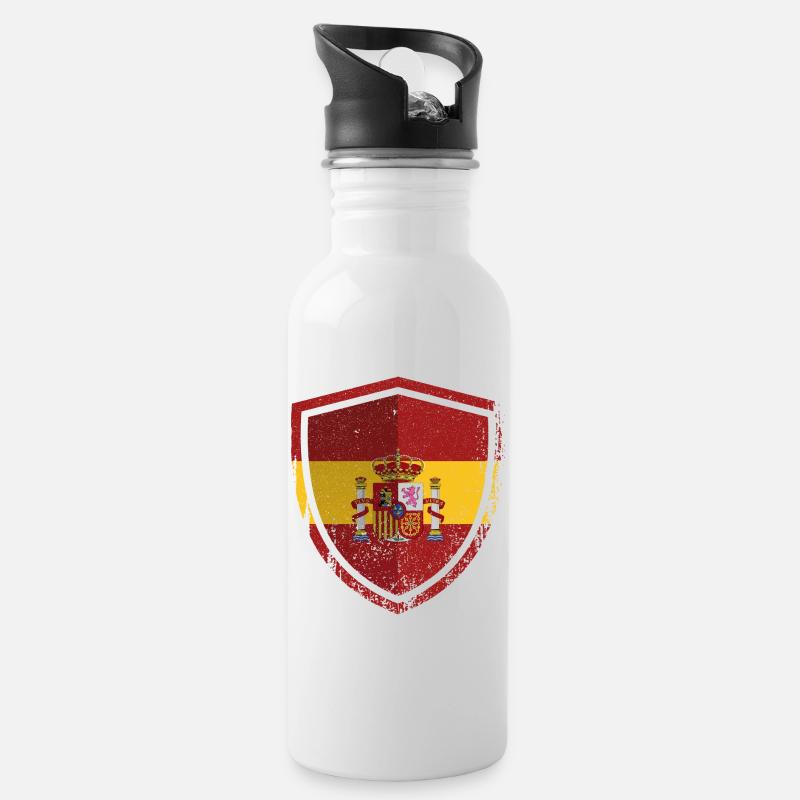 Impression du blason du Bouclier espagnol - Gourde avec paille intégrée - blanc