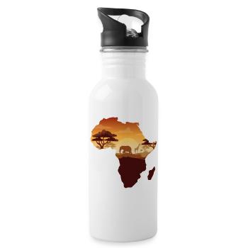 African Safari Map - Water bottle with straw - white - Right