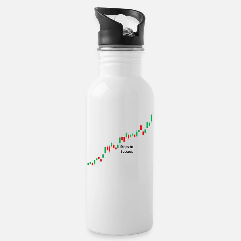Trading steps - Trinkflasche mit integriertem Trinkhalm - Weiß