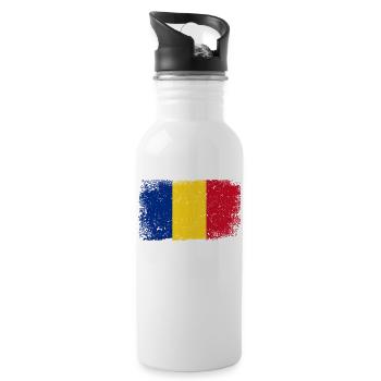 Drapeau roumain - Gourde avec paille intégrée - blanc - Droite