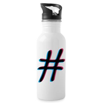 Hashtag effet 3D - Gourde avec paille intégrée - blanc - Droite
