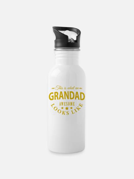 grandad awesome. - Water bottle with straw - white