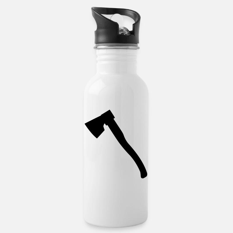 Axt Holz Axt Hackaxt für Holzfäller Zimmermann - Trinkflasche mit integriertem Trinkhalm - Weiß