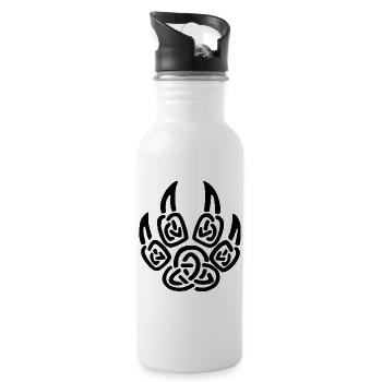Black viking wolf claws - Water bottle with straw - white - Right