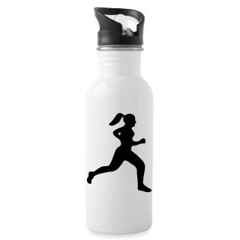Läuferin - Trinkflasche mit integriertem Trinkhalm - Weiß - Rechts