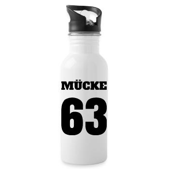 Mücke 63 Buddy Film Star Geschenk - Trinkflasche mit integriertem Trinkhalm - Weiß - Rechts
