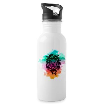 Lion Lion King Jungle Africa Safari Animal - Water bottle with straw - white - Right