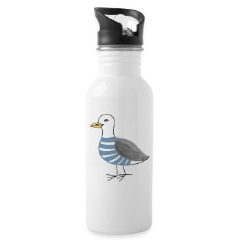 Möwe Maritim - Trinkflasche mit integriertem Trinkhalm - Weiß - Rechts