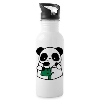 Panda-Chemiewissenschaftler technischer Biologe - Trinkflasche mit integriertem Trinkhalm - Weiß - Rechts