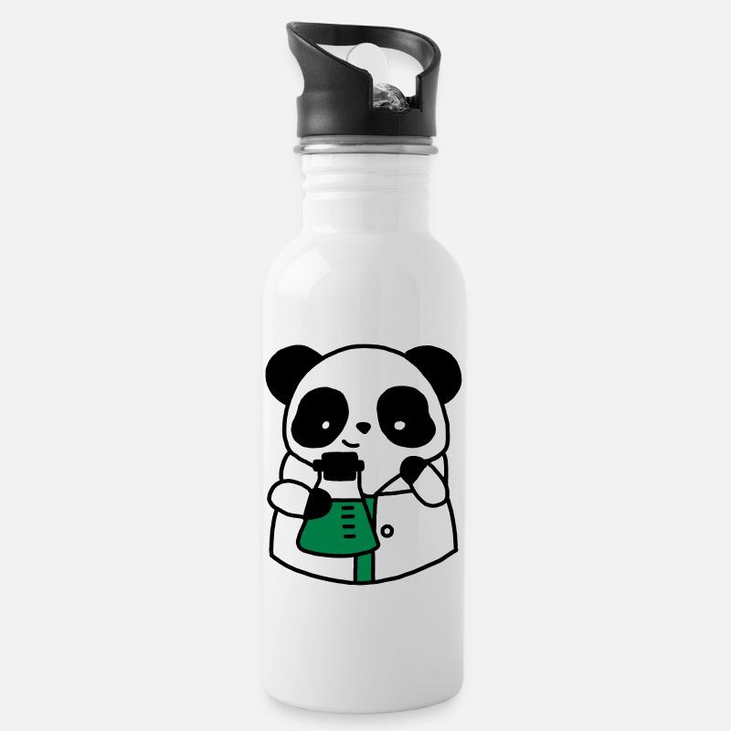 Biologiste technique de scientifique chimique de panda - Gourde avec paille intégrée - blanc