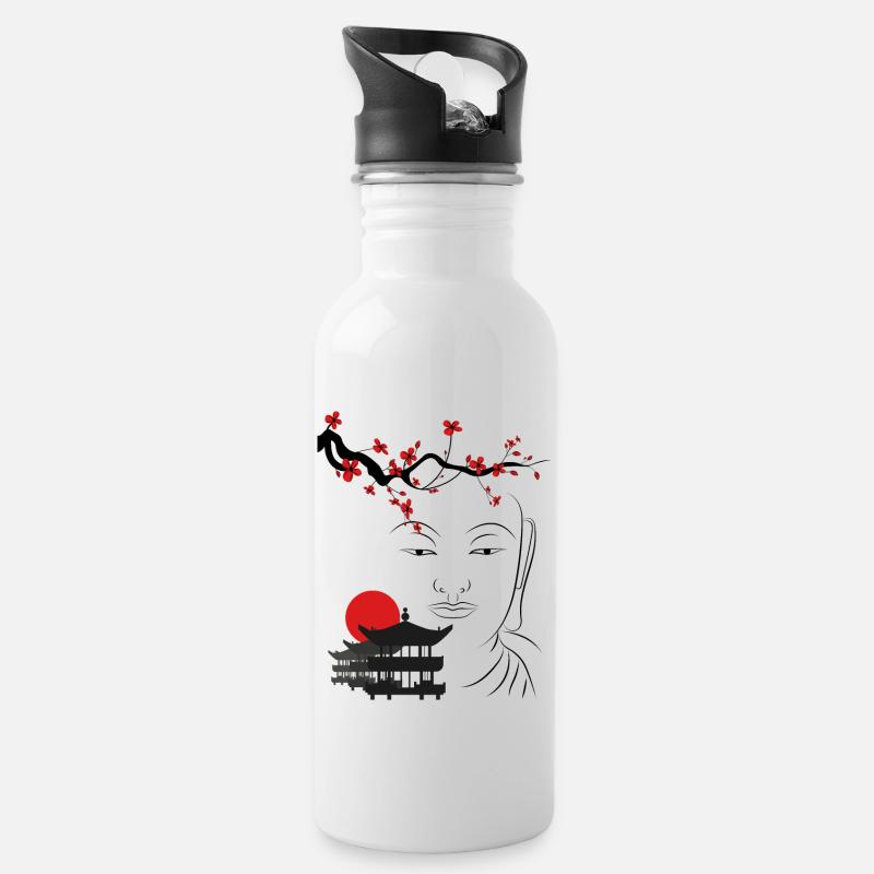 Bouddha - Gourde avec paille intégrée - blanc