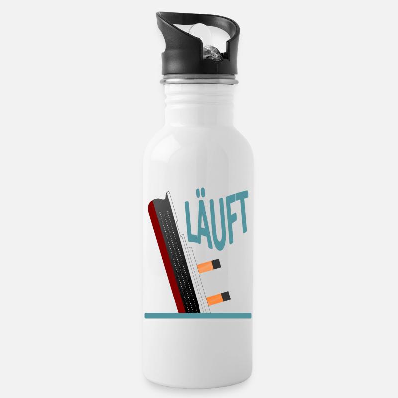 Läuft-Titanic-Version 2 - Trinkflasche mit integriertem Trinkhalm - Weiß