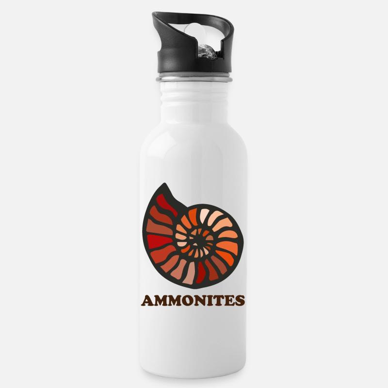 Ammonites - Water bottle with straw - white