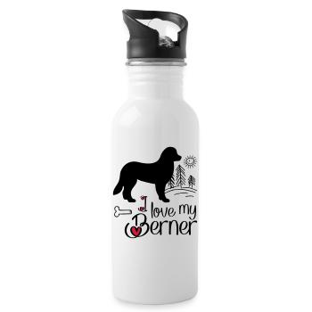 Bernersennehund - Water bottle with straw - white - Right