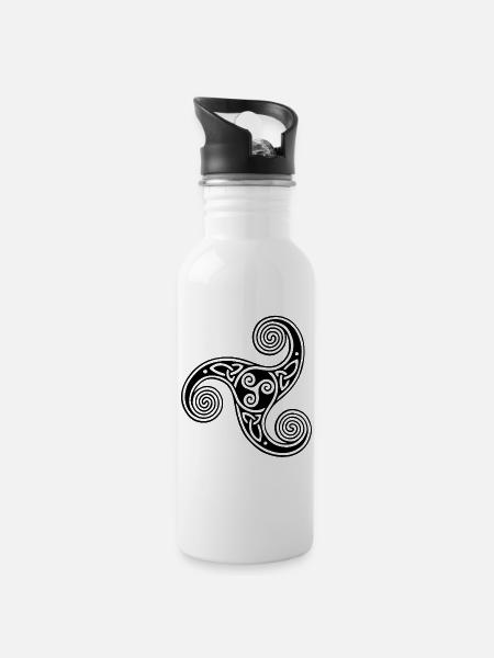 symbole tribal celte noir - Gourde avec paille intégrée - blanc