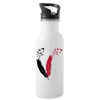 feather fly birds - Trinkflasche mit integriertem Trinkhalm - Weiß - Rechts