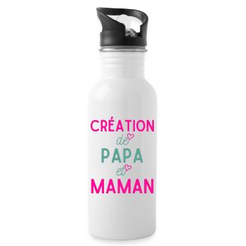 CRÉATION DE PAPA ET MAMAN idée cadeau - Gourde avec paille intégrée - blanc - Droite