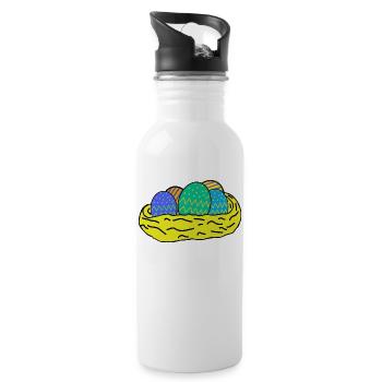 Ostereier - Trinkflasche mit integriertem Trinkhalm - Weiß - Rechts