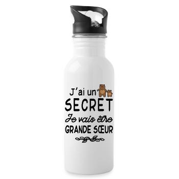 secret - je vais être grande sœur - future sœur - Gourde avec paille intégrée - blanc - Droite