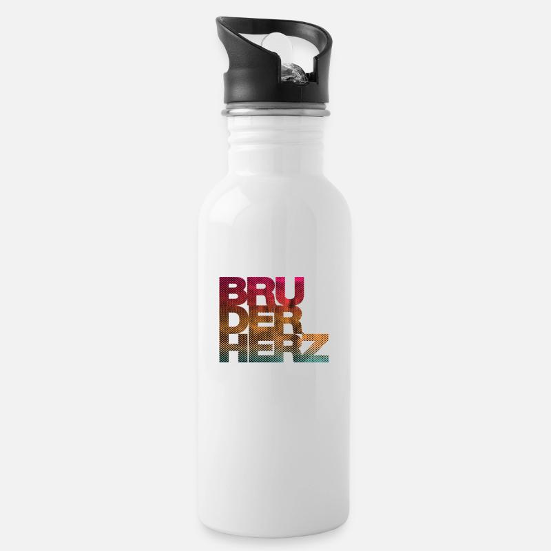 Bruderherz Bester Bruder der Welt Geschenkidee - Trinkflasche mit integriertem Trinkhalm - Weiß