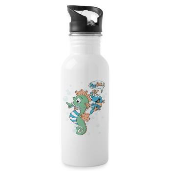 lustiges Seepferdchen Kinder Geschenk Geburtstag - Trinkflasche mit integriertem Trinkhalm - Weiß - Rechts