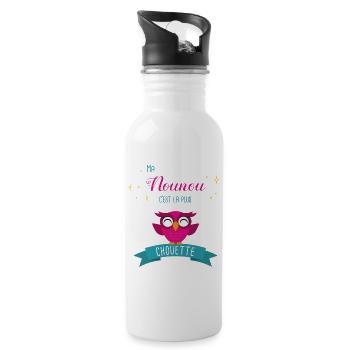 Design Hibou Mignon pour Nounou Super Chouette - Gourde avec paille intégrée - blanc - Droite