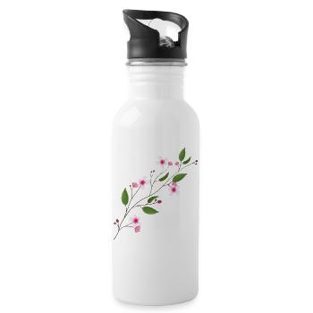 cherry blossom - Water bottle with straw - white - Right