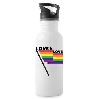 love is love flag - Trinkflasche mit integriertem Trinkhalm - Weiß - Rechts