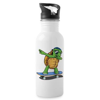 tortue skating testudines skateboard crapaud - Gourde avec paille intégrée - blanc - Droite