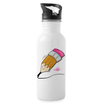 Buntstift Doodle Stil - Trinkflasche mit integriertem Trinkhalm - Weiß - Rechts