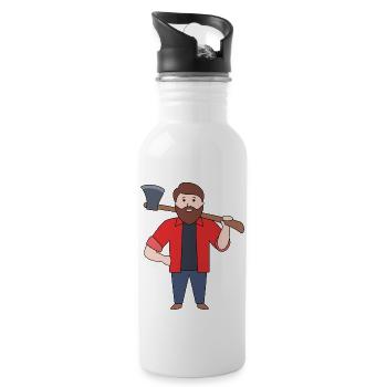 Lumberjack - Water bottle with straw - white - Right